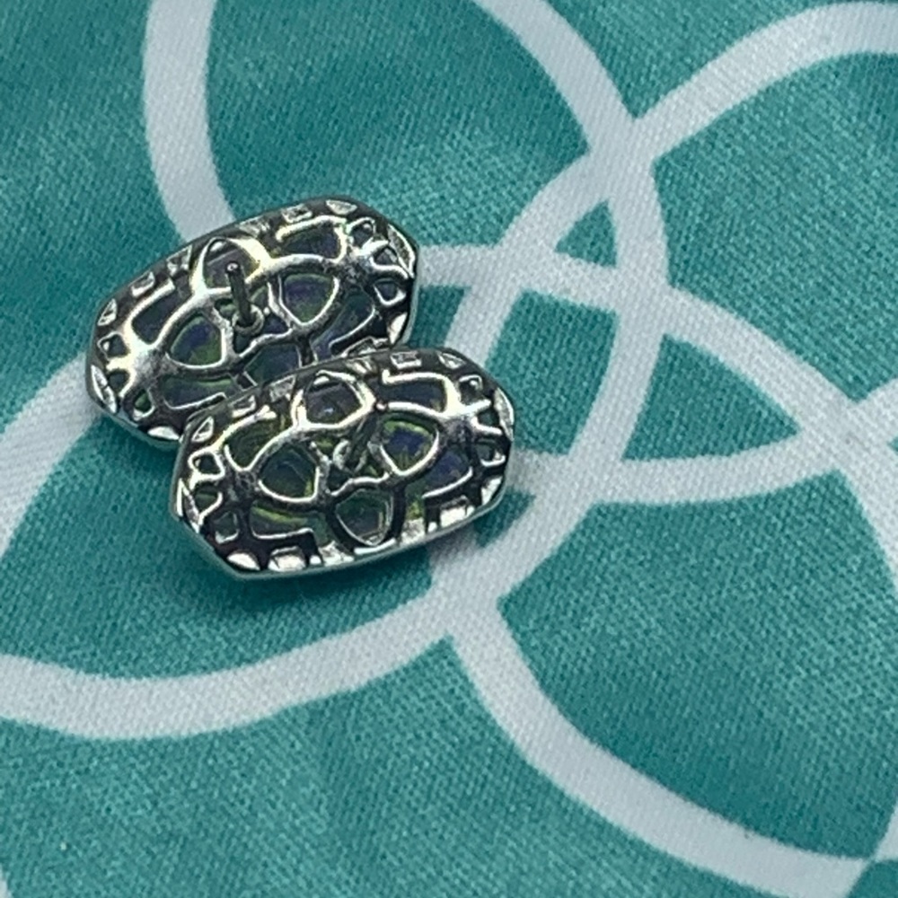 EUC Kendra Scott Ellie Dichroic Glass stud earrings  in Rhodium silver - Picture 6 of 7